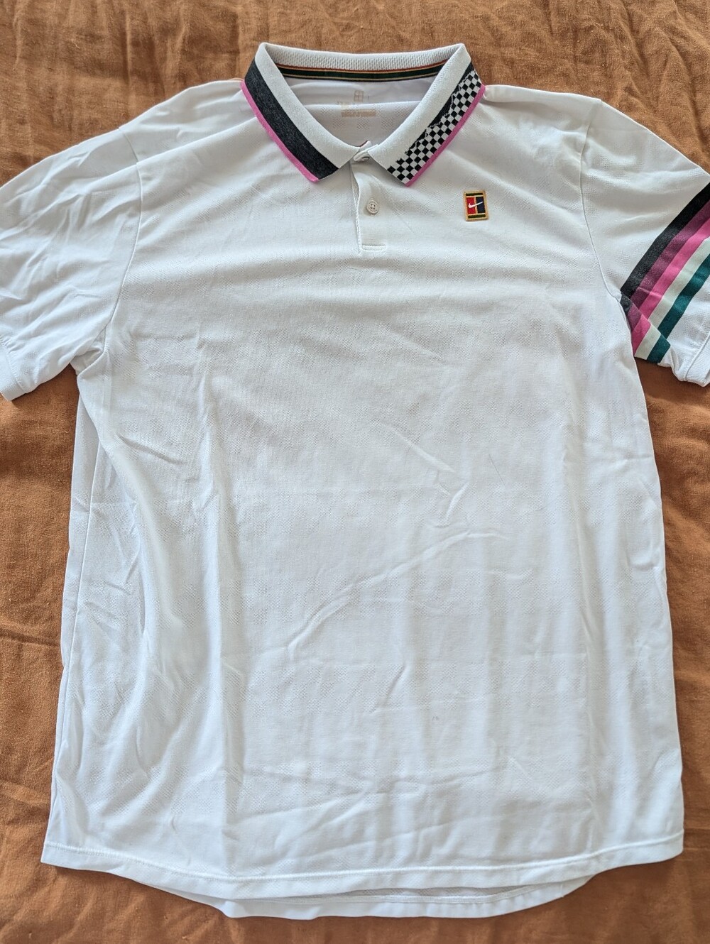 Used Nike Dri-FIT Court Advantage Tennis Polo AJ8072-101 White Pink Size: L